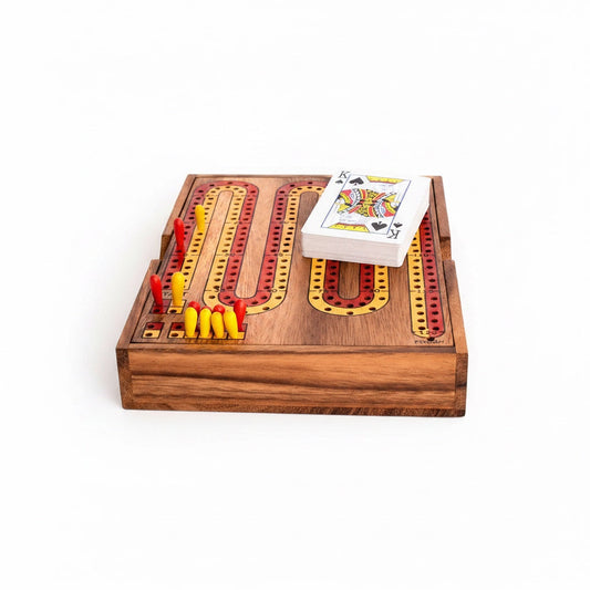 Cribbage Spiel - Klassisches Kartenspiel mit Cribbage Brett aus Holz