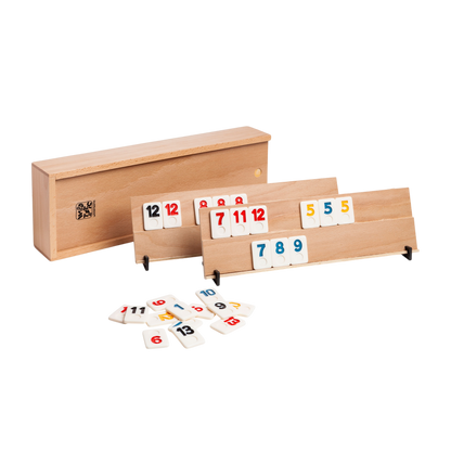 Rummy Holzspiel für 4 Spieler - Brettspiel aus massivem Buchenholz