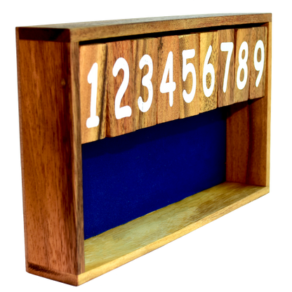 Klappenspiel bis 9 Small Blue - Shut the Box Würfelspiel aus Holz für 2 oder mehr Personen
