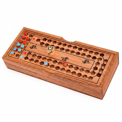 Pferderennen - Würfelspiel aus Holz für 2 Personen - Pferderennspiel mit 12 Holzpferden