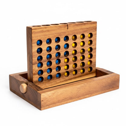 Vier in einer Reihe - 4 gewinnt Strategiespiel aus Holz für 2 Personen