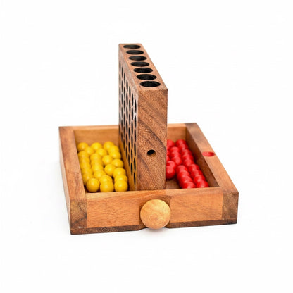 Vier in einer Reihe - 4 gewinnt Strategiespiel aus Holz für 2 Personen