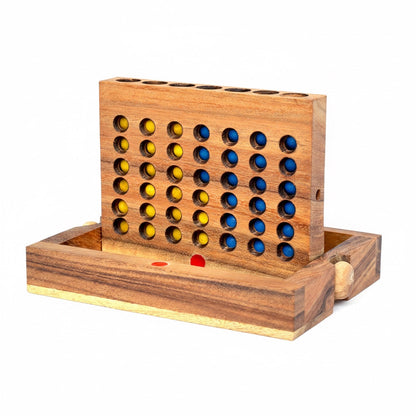 Vier in einer Reihe - 4 gewinnt Strategiespiel aus Holz für 2 Personen