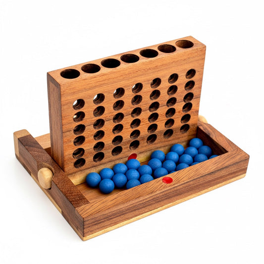 Vier in einer Reihe - 4 gewinnt Strategiespiel aus Holz für 2 Personen