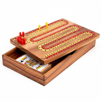 Cribbage Spiel - Klassisches Kartenspiel mit Cribbage Brett aus Holz