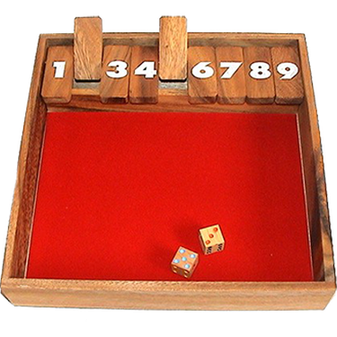 Klappenspiel - Shut the Box Würfelspiel aus Holz für 2 oder mehr Personen