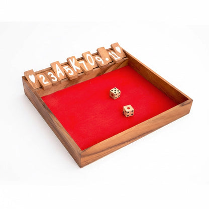 Klappenspiel - Shut the Box Würfelspiel aus Holz für 2 oder mehr Personen
