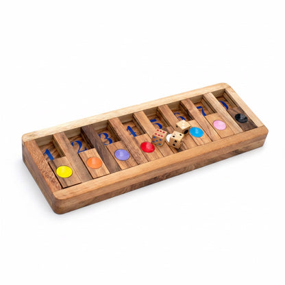 Klappenspiel Desk Brett - Shut the Box Würfelspiel aus Holz für 2 oder mehr Personen