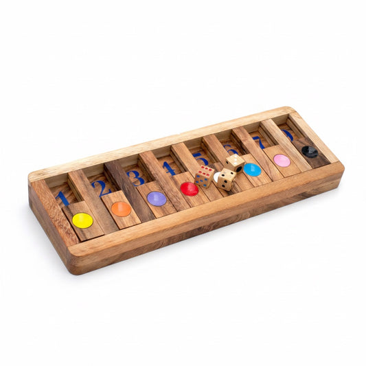 Klappenspiel Desk Brett - Shut the Box Würfelspiel aus Holz für 2 oder mehr Personen