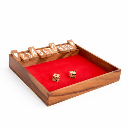 Klappenspiel - Shut the Box Würfelspiel aus Holz für 2 oder mehr Personen