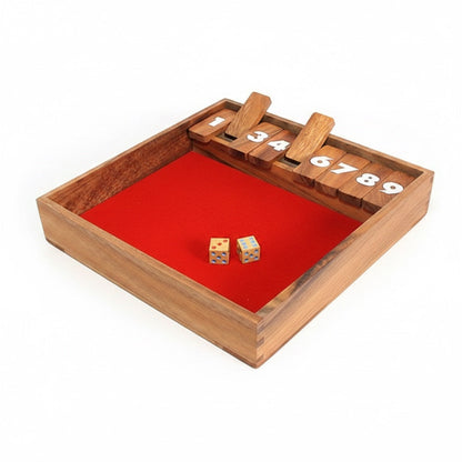 Klappenspiel - Shut the Box Würfelspiel aus Holz für 2 oder mehr Personen
