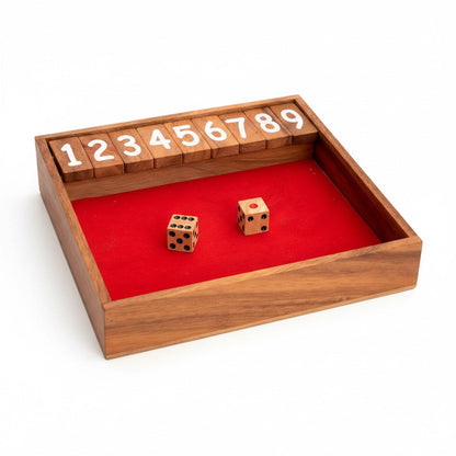 Klappenspiel - Shut the Box Würfelspiel aus Holz für 2 oder mehr Personen
