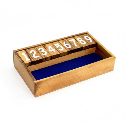 Klappenspiel bis 9 Small Blue - Shut the Box Würfelspiel aus Holz für 2 oder mehr Personen