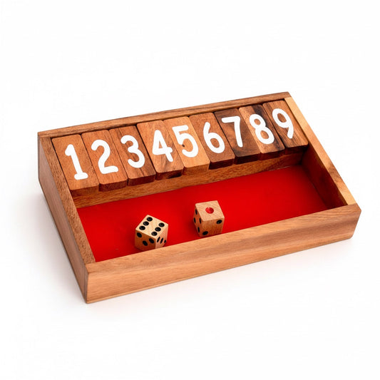 Klappenspiel - Shut the Box Würfelspiel aus Holz für 2 oder mehr Personen