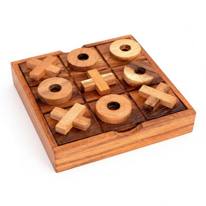 Tic Tac Toe Box - Käsekästchen Strategiespiel aus Holz für 2 Personen