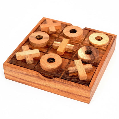 Tic Tac Toe Box - Käsekästchen Strategiespiel aus Holz für 2 Personen