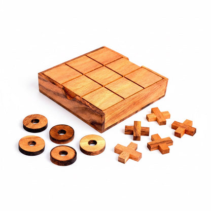 Tic Tac Toe Box - Käsekästchen Strategiespiel aus Holz für 2 Personen