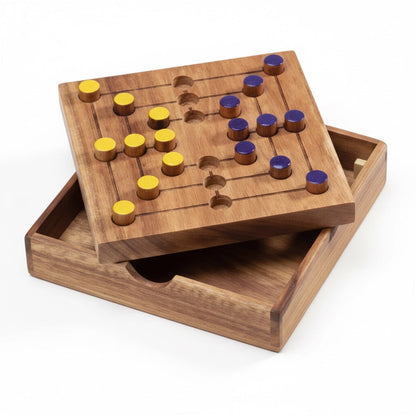 Mühle Spiel - Nine Men's Morris Strategiespiel aus Holz für 2 Personen
