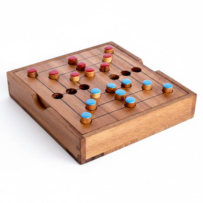 Mühle Spiel - Nine Men's Morris Strategiespiel aus Holz für 2 Personen