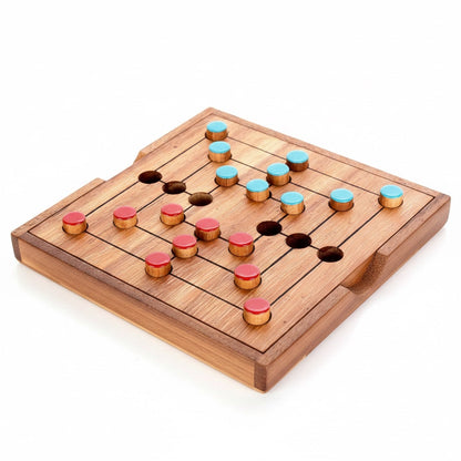 Mühle Spiel - Nine Men's Morris Strategiespiel aus Holz für 2 Personen