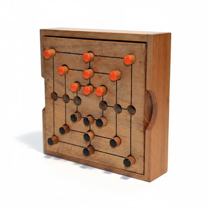 Mühle Spiel - Nine Men's Morris Strategiespiel aus Holz für 2 Personen