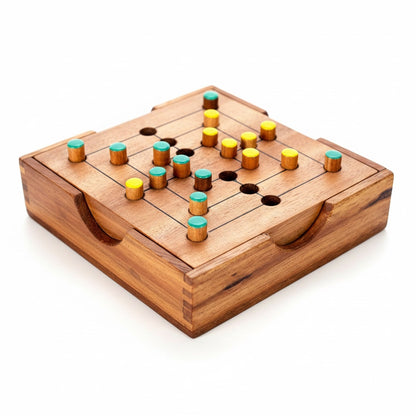 Mühle Spiel - Nine Men's Morris Strategiespiel aus Holz für 2 Personen