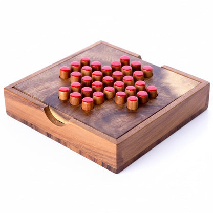 Steckhalma Solitaire - Solitär Brettspiel aus Holz für 1 Person