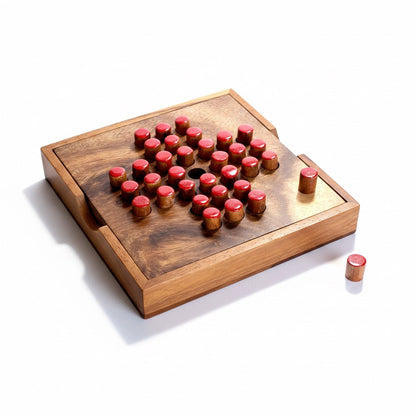 Steckhalma Solitaire - Solitär Brettspiel aus Holz für 1 Person
