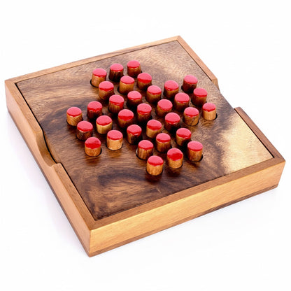 Steckhalma Solitaire - Solitär Brettspiel aus Holz für 1 Person