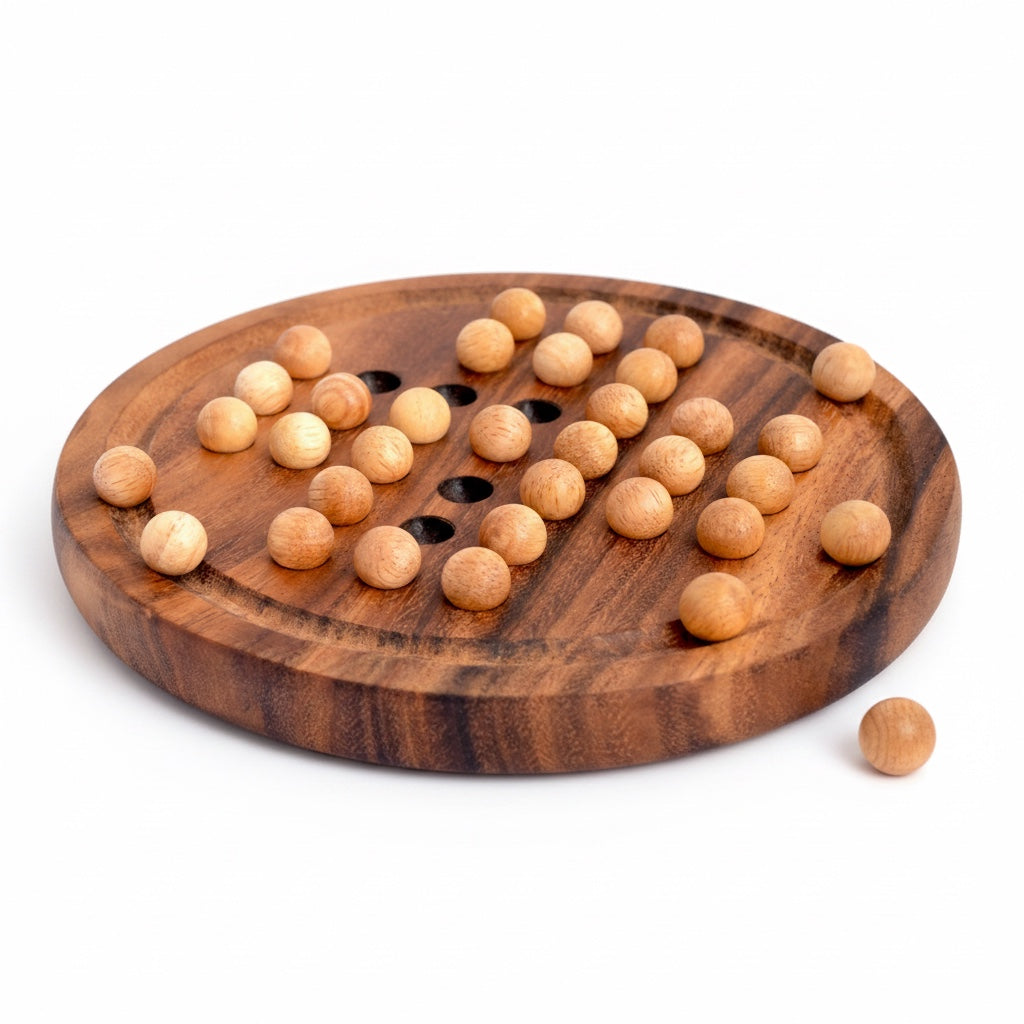 Steckhalma Solitaire - Solitär Brettspiel aus Holz für 1 Person