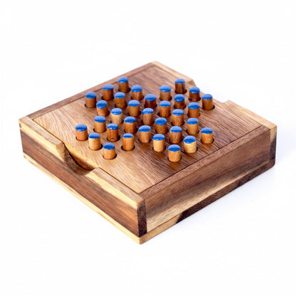 Steckhalma Solitaire - Solitär Brettspiel aus Holz für 1 Person