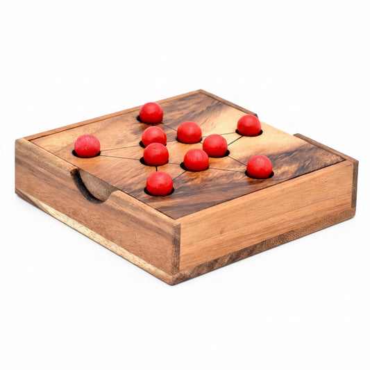 Pytagore Star - Solitaire Strategiespiel aus Holz mit Sternspielfeld für 1 Person