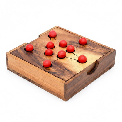 Pytagore Star - Solitaire Strategiespiel aus Holz mit Sternspielfeld für 1 Person