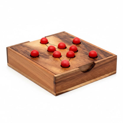 Pytagore Star - Solitaire Strategiespiel aus Holz mit Sternspielfeld für 1 Person