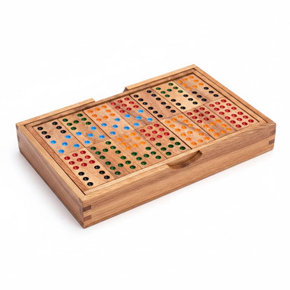 Domino 9er Spiel - Gesellschaftsspiel aus Holz für 2 bis 6 Personen mit 56 Steinen