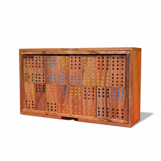 Domino mit 12 Punkten Large - Domino Spiel aus Holz für 2 bis 8 Personen mit 96 Domino Steinen