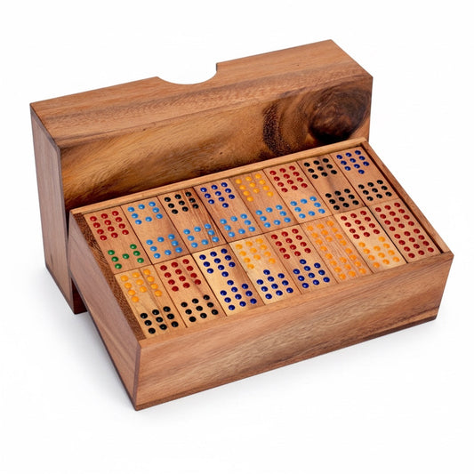 Domino mit 12 Punkten Large - Domino Spiel aus Holz für 2 bis 8 Personen mit 96 Domino Steinen