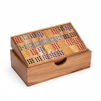 Domino mit 12 Punkten Large - Domino Spiel aus Holz für 2 bis 8 Personen mit 96 Domino Steinen