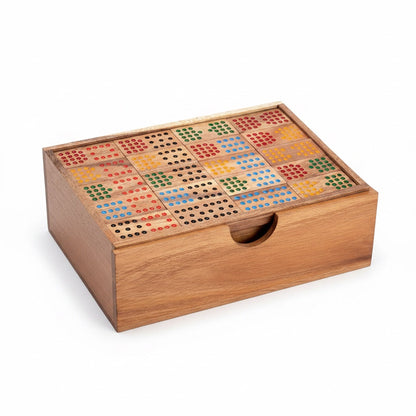 Domino mit 12 Punkten Large - Domino Spiel aus Holz für 2 bis 8 Personen mit 96 Domino Steinen