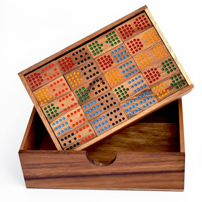 Domino mit 12 Punkten Large - Domino Spiel aus Holz für 2 bis 8 Personen mit 96 Domino Steinen