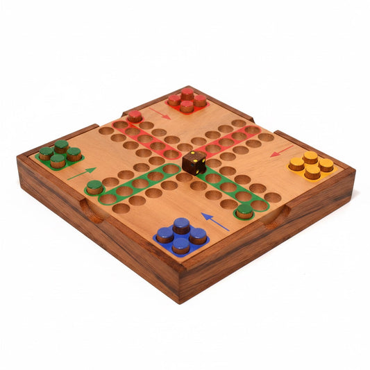 Ludjamgo 6 und nach Haus - Würfelspiel aus Holz mit Stiften für 2 bis 4 Personen