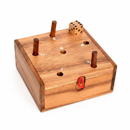 Pig Hole Kistenspiel Warum immer ich - 6 raus Würfelspiel aus Holz für mehrere Personen