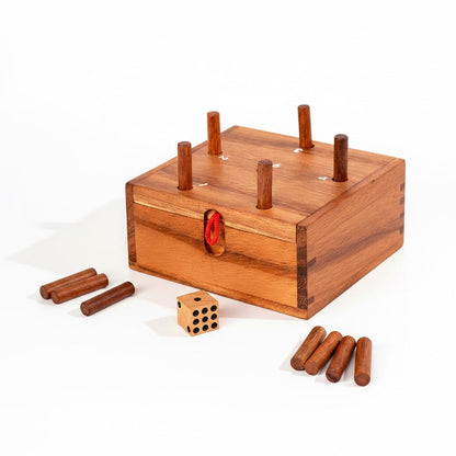 Pig Hole Kistenspiel Warum immer ich - 6 raus Würfelspiel aus Holz für mehrere Personen