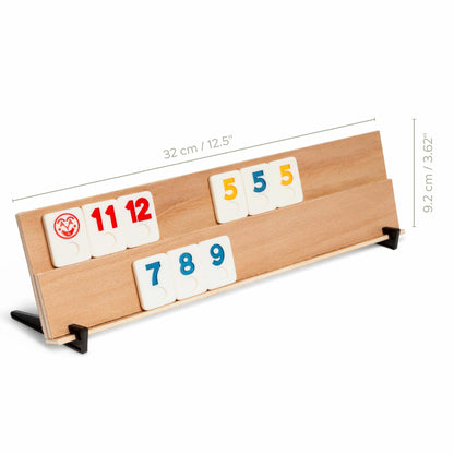 Rummy Holzspiel für 4 Spieler - Brettspiel aus massivem Buchenholz mit 106 robusten Spielsteinen