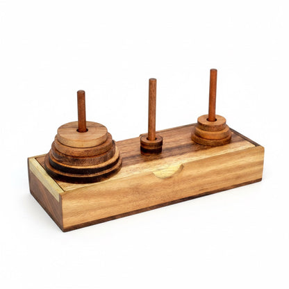 Turm von Hanoi - Klassisches Denkspiel aus Holz mit 9 Scheiben für 1 Person